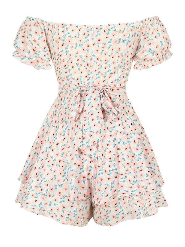 Blue Zone Planet | one-neck lantern lotus leaf short-sleeved printed jumpsuit BLUE ZONE PLANET