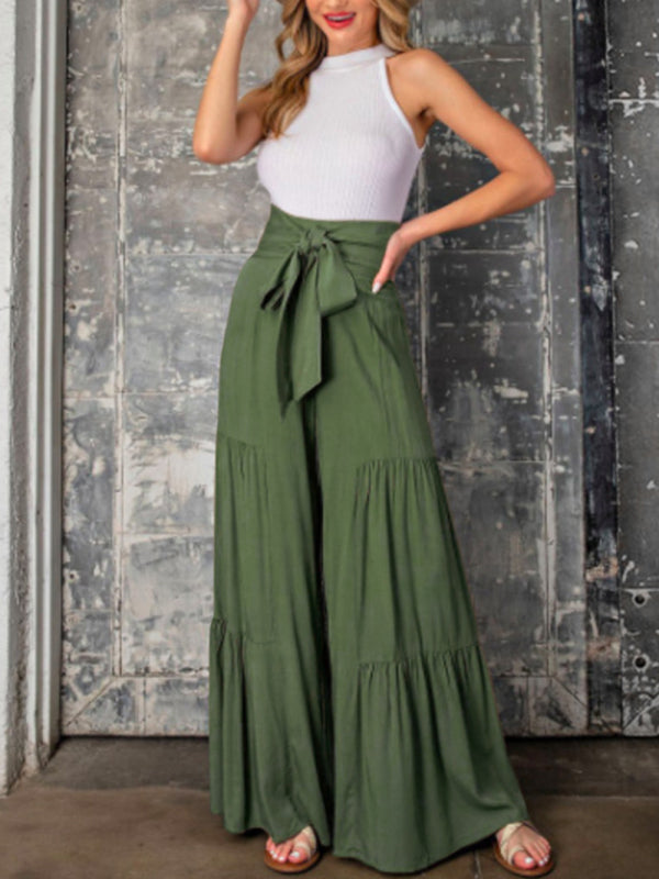 Blue Zone Planet | woven strap elastic waist this kind of wide-leg A-type trousers BLUE ZONE PLANET