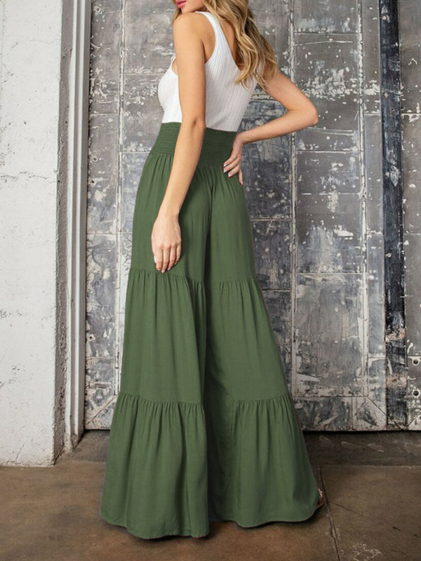 Blue Zone Planet | woven strap elastic waist this kind of wide-leg A-type trousers BLUE ZONE PLANET
