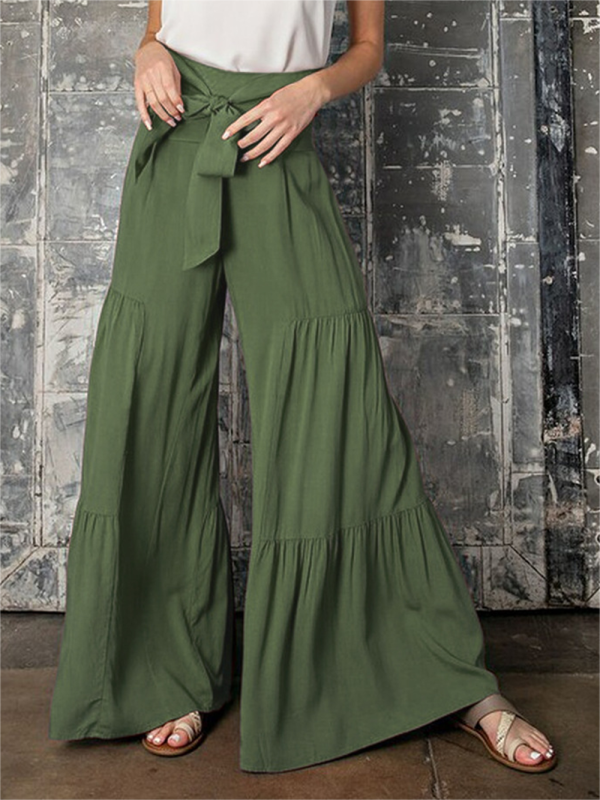 Blue Zone Planet | woven strap elastic waist this kind of wide-leg A-type trousers BLUE ZONE PLANET
