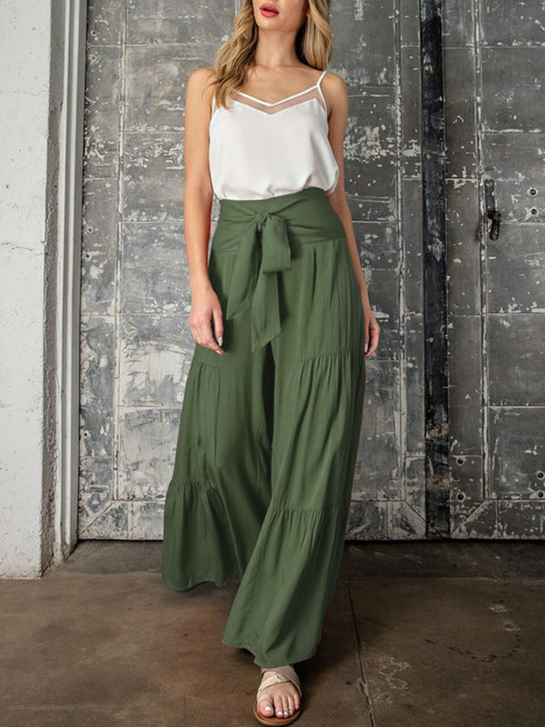 Blue Zone Planet | woven strap elastic waist this kind of wide-leg A-type trousers BLUE ZONE PLANET