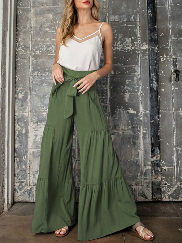 Blue Zone Planet | woven strap elastic waist this kind of wide-leg A-type trousers BLUE ZONE PLANET