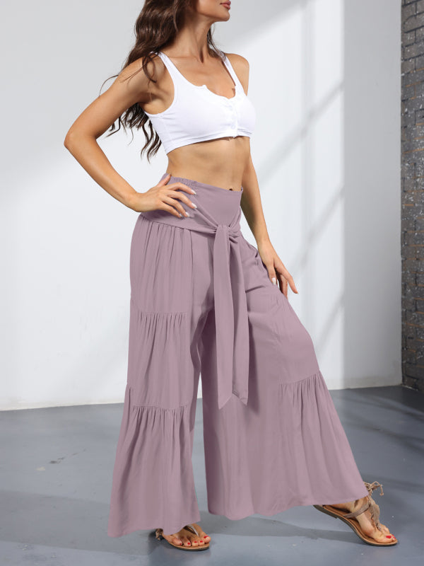 Blue Zone Planet | woven strap elastic waist this kind of wide-leg A-type trousers BLUE ZONE PLANET