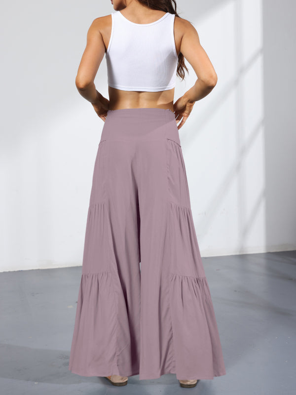 Blue Zone Planet | woven strap elastic waist this kind of wide-leg A-type trousers BLUE ZONE PLANET