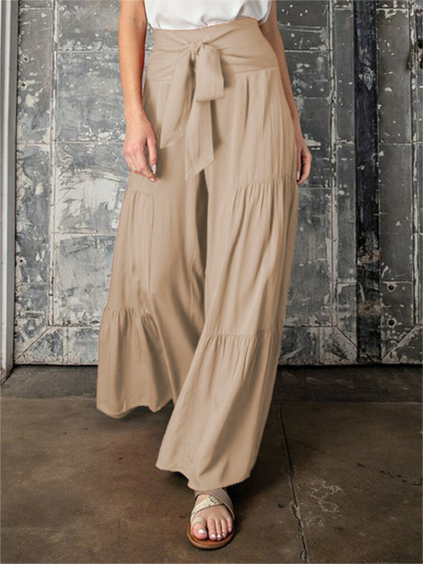 Blue Zone Planet | woven strap elastic waist this kind of wide-leg A-type trousers BLUE ZONE PLANET