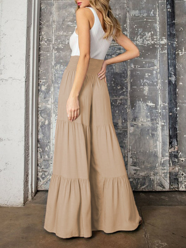 Blue Zone Planet | woven strap elastic waist this kind of wide-leg A-type trousers BLUE ZONE PLANET