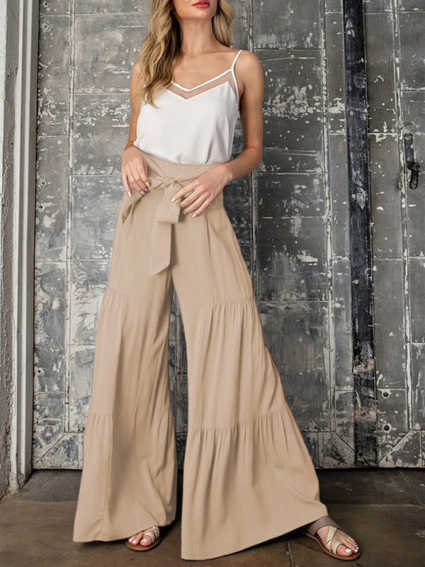 Blue Zone Planet | woven strap elastic waist this kind of wide-leg A-type trousers BLUE ZONE PLANET