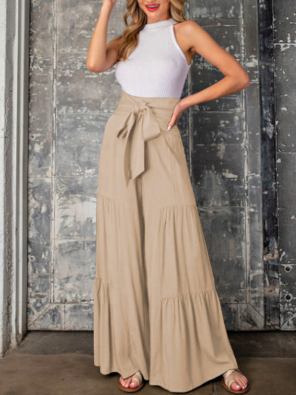 Blue Zone Planet | woven strap elastic waist this kind of wide-leg A-type trousers BLUE ZONE PLANET
