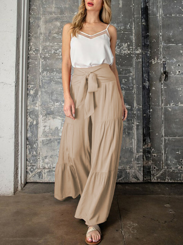 Blue Zone Planet | woven strap elastic waist this kind of wide-leg A-type trousers BLUE ZONE PLANET