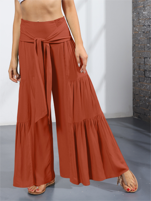 Blue Zone Planet | woven strap elastic waist this kind of wide-leg A-type trousers BLUE ZONE PLANET