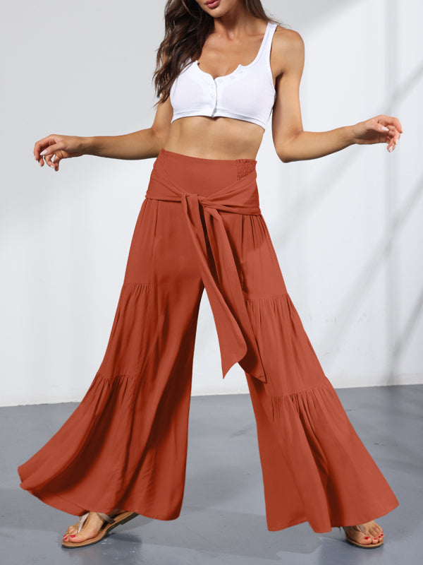 Blue Zone Planet | woven strap elastic waist this kind of wide-leg A-type trousers BLUE ZONE PLANET