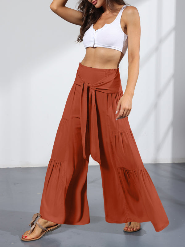 Blue Zone Planet | woven strap elastic waist this kind of wide-leg A-type trousers BLUE ZONE PLANET