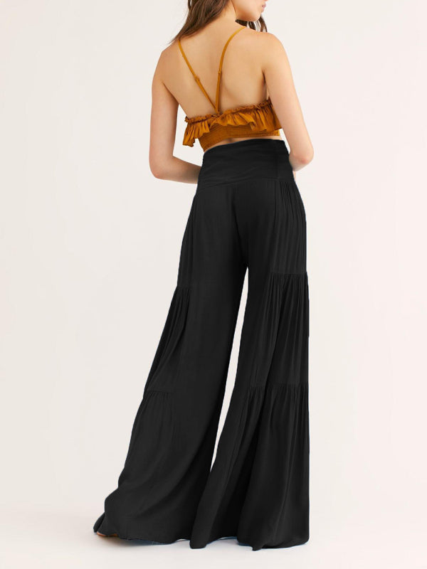 Blue Zone Planet | woven strap elastic waist this kind of wide-leg A-type trousers BLUE ZONE PLANET