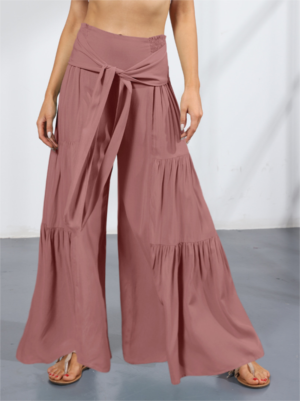 Blue Zone Planet | woven strap elastic waist this kind of wide-leg A-type trousers BLUE ZONE PLANET