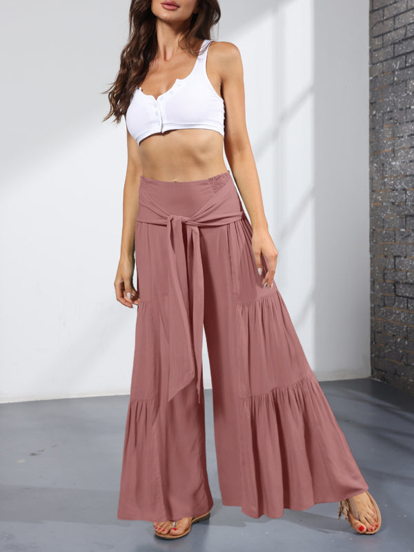 Blue Zone Planet | woven strap elastic waist this kind of wide-leg A-type trousers BLUE ZONE PLANET