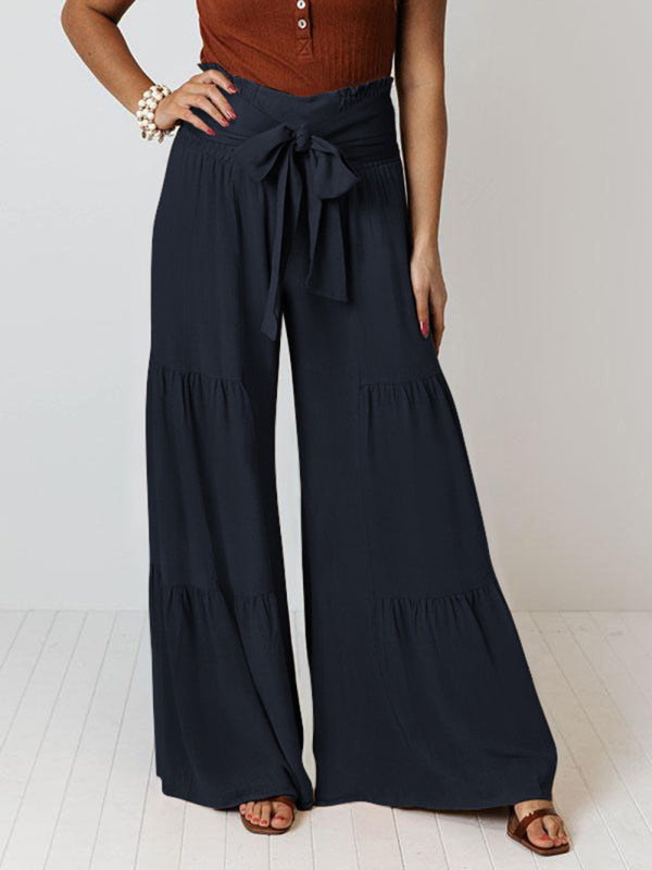 Blue Zone Planet | woven strap elastic waist this kind of wide-leg A-type trousers BLUE ZONE PLANET