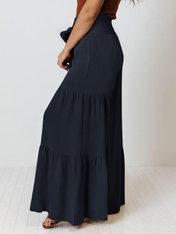 Blue Zone Planet | woven strap elastic waist this kind of wide-leg A-type trousers BLUE ZONE PLANET