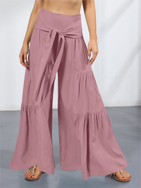 Blue Zone Planet | woven strap elastic waist this kind of wide-leg A-type trousers BLUE ZONE PLANET