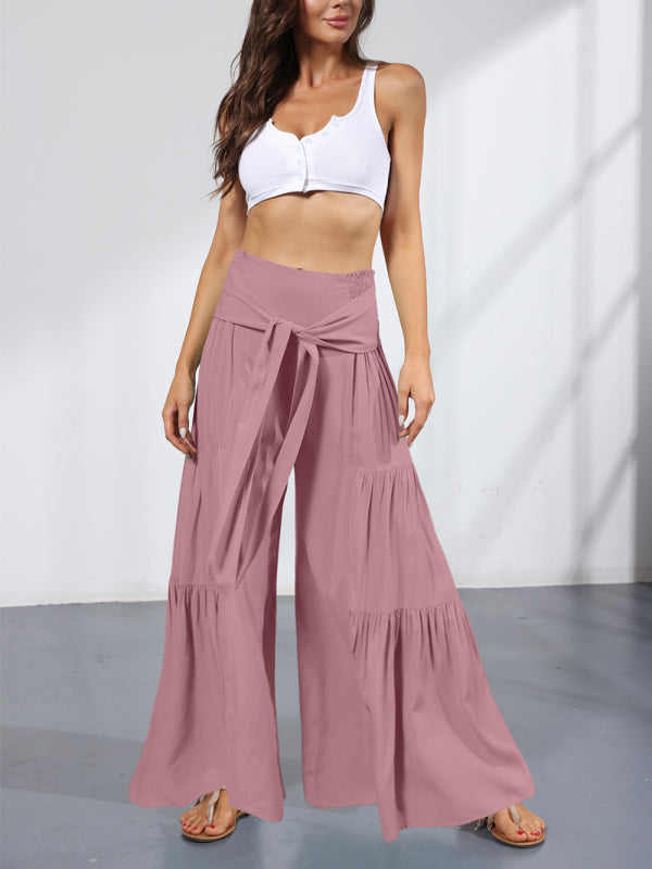 Blue Zone Planet | woven strap elastic waist this kind of wide-leg A-type trousers BLUE ZONE PLANET