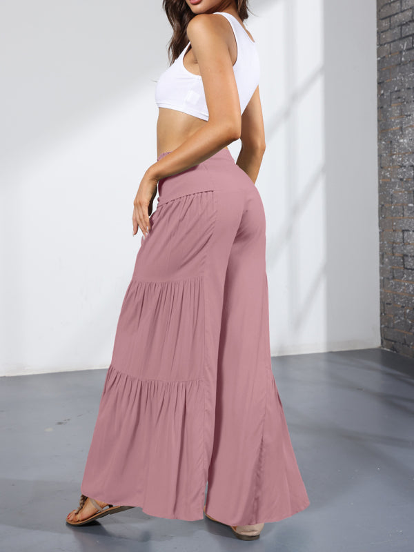 Blue Zone Planet | woven strap elastic waist this kind of wide-leg A-type trousers BLUE ZONE PLANET