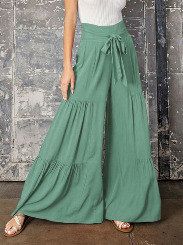 Blue Zone Planet | woven strap elastic waist this kind of wide-leg A-type trousers BLUE ZONE PLANET