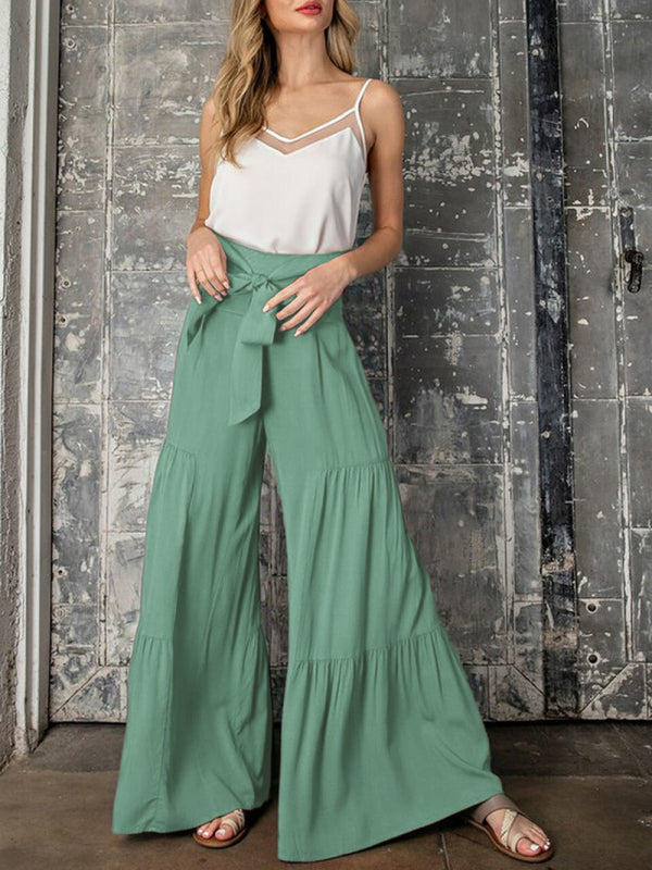 Blue Zone Planet | woven strap elastic waist this kind of wide-leg A-type trousers BLUE ZONE PLANET