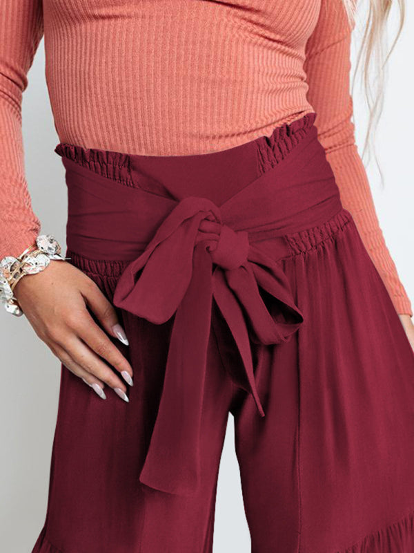 Blue Zone Planet | woven strap elastic waist this kind of wide-leg A-type trousers BLUE ZONE PLANET