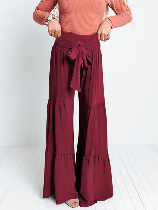 Blue Zone Planet | woven strap elastic waist this kind of wide-leg A-type trousers BLUE ZONE PLANET