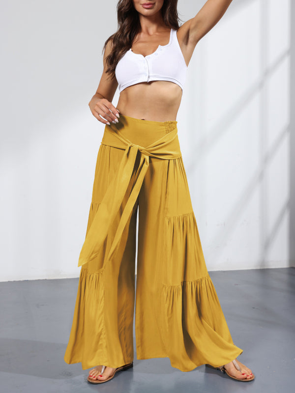 Blue Zone Planet | woven strap elastic waist this kind of wide-leg A-type trousers BLUE ZONE PLANET