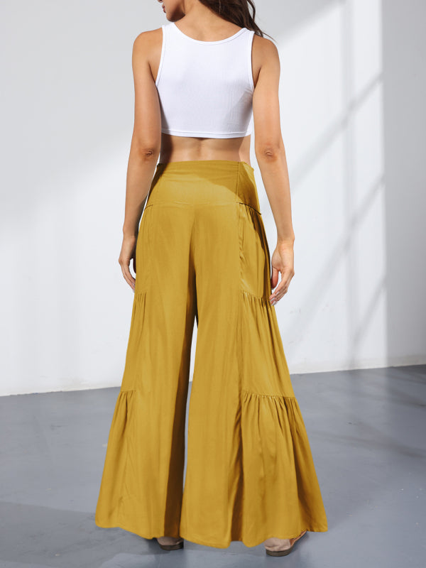 Blue Zone Planet | woven strap elastic waist this kind of wide-leg A-type trousers BLUE ZONE PLANET