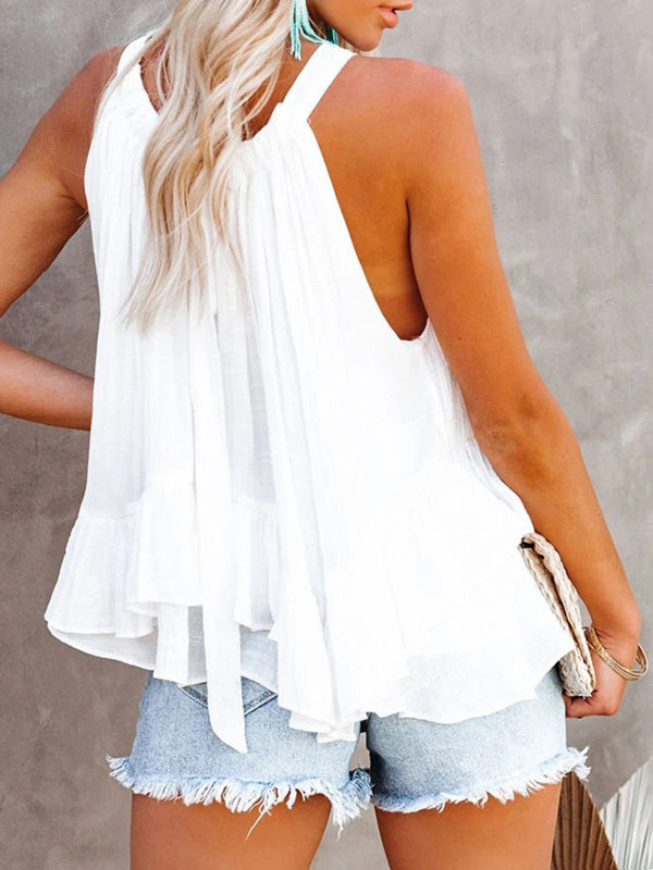 Blue Zone Planet |  print halter neck adjustable strappy vest BLUE ZONE PLANET