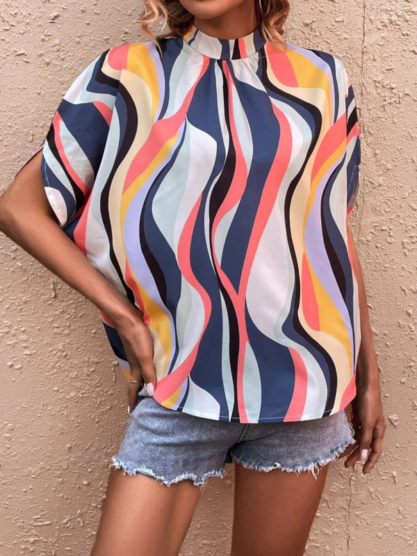 Blue Zone Planet | Printed Slit Dolman Sleeve Top Women BLUE ZONE PLANET