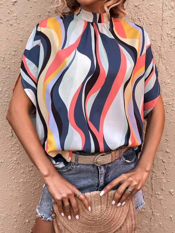 Blue Zone Planet | Printed Slit Dolman Sleeve Top Women BLUE ZONE PLANET