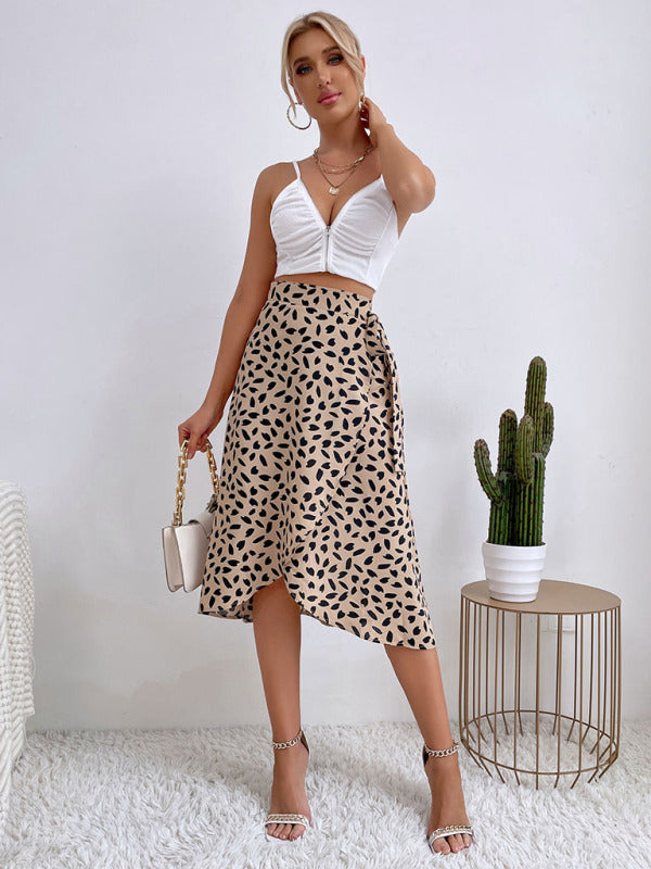 Blue Zone Planet | all-match polka dot print slit skirt BLUE ZONE PLANET