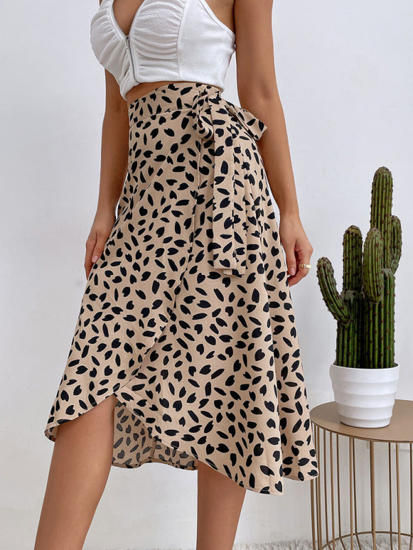 Blue Zone Planet | all-match polka dot print slit skirt BLUE ZONE PLANET