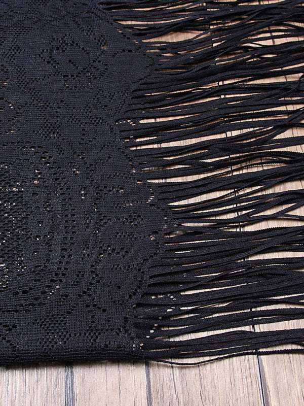 Blue Zone Planet | hollow beach lace fringed blouse skirt BLUE ZONE PLANET