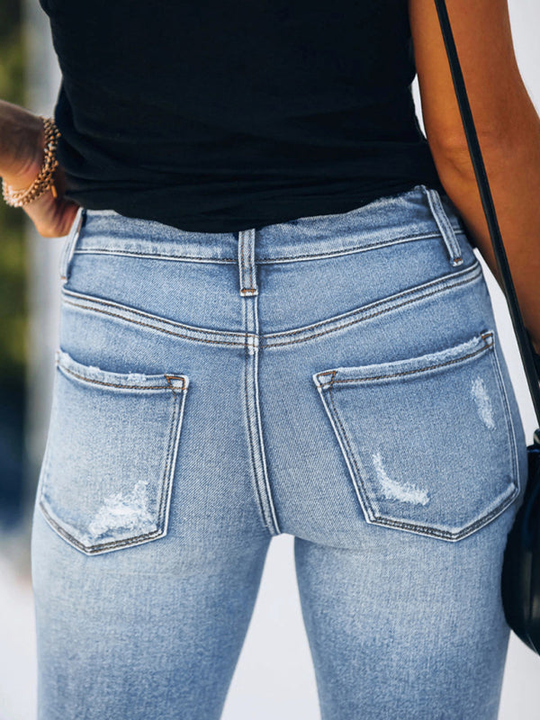Blue Zone Planet | Denim Slim Ripped High Stretch Ladies Denim Trousers BLUE ZONE PLANET