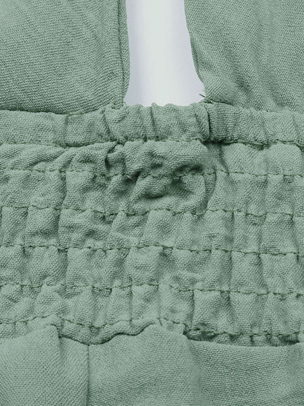 Blue Zone Planet |  woven halter neck hollow back wide-leg jumpsuit BLUE ZONE PLANET