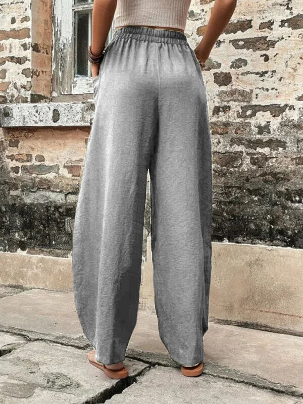Blue Zone Planet | Pants Solid Color Pocket Pants Elastic Pants Trousers BLUE ZONE PLANET