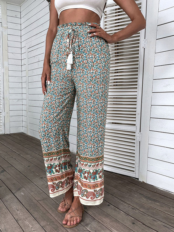 Blue Zone Planet | Bohemian Ethnic Print Wide Leg Pants BLUE ZONE PLANET