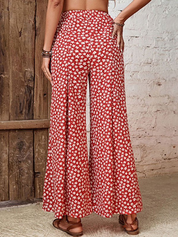 Blue Zone Planet | Women's High Waist Floral Print Flared Wide Leg Pants BLUE ZONE PLANET