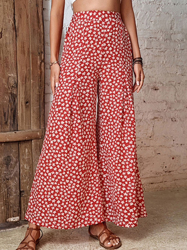 Blue Zone Planet | Women's High Waist Floral Print Flared Wide Leg Pants BLUE ZONE PLANET
