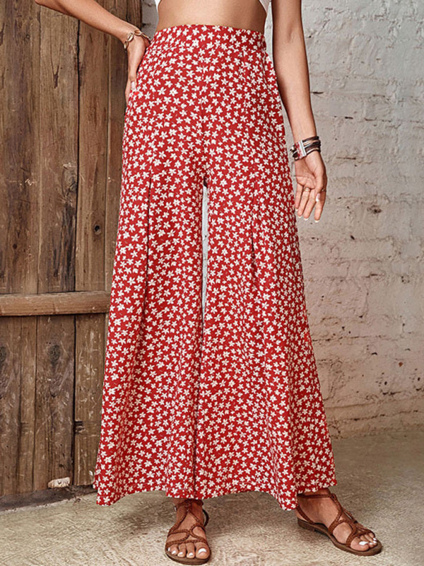 Blue Zone Planet | Women's High Waist Floral Print Flared Wide Leg Pants BLUE ZONE PLANET