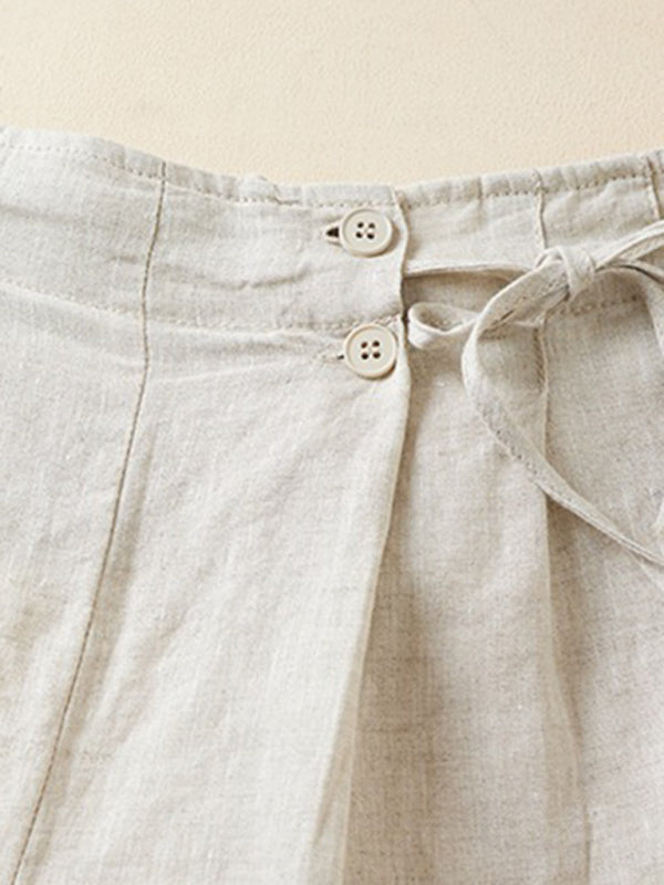 Blue Zone Planet | Woven Cotton Linen Baggy Shorts BLUE ZONE PLANET