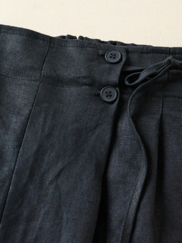 Blue Zone Planet | Woven Cotton Linen Baggy Shorts BLUE ZONE PLANET