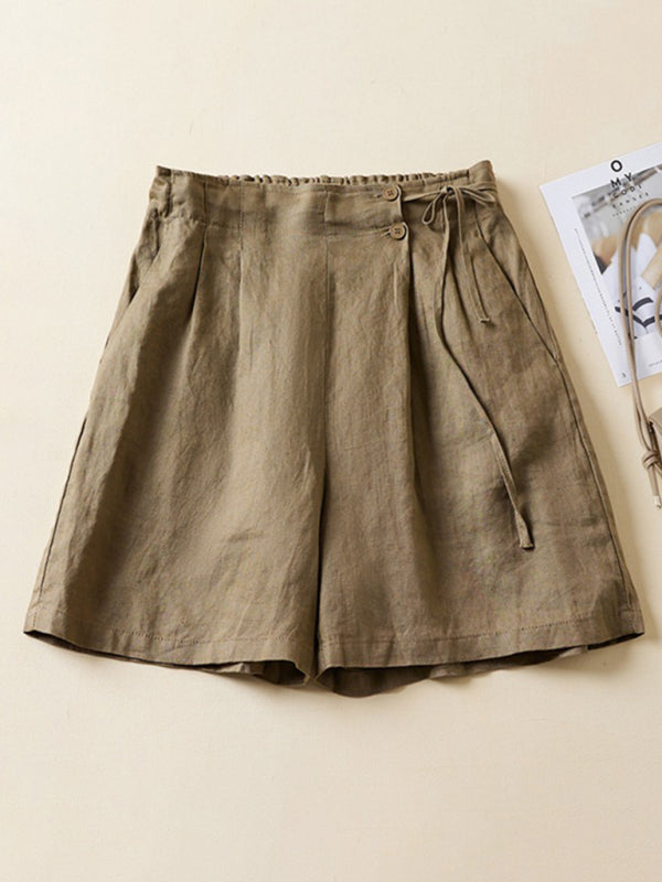 Blue Zone Planet | Woven Cotton Linen Baggy Shorts BLUE ZONE PLANET