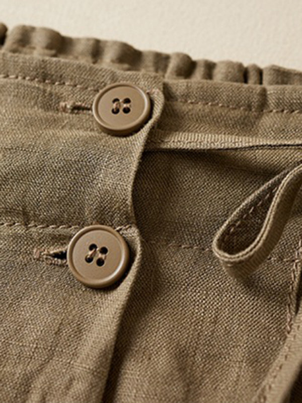 Blue Zone Planet | Woven Cotton Linen Baggy Shorts BLUE ZONE PLANET
