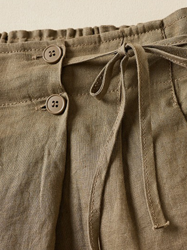 Blue Zone Planet | Woven Cotton Linen Baggy Shorts BLUE ZONE PLANET