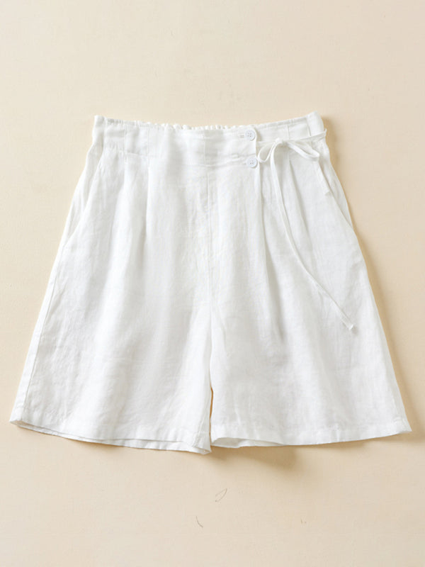 Blue Zone Planet | Woven Cotton Linen Baggy Shorts BLUE ZONE PLANET