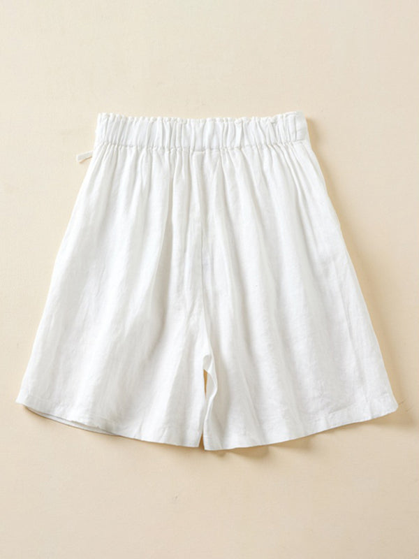 Blue Zone Planet | Woven Cotton Linen Baggy Shorts BLUE ZONE PLANET